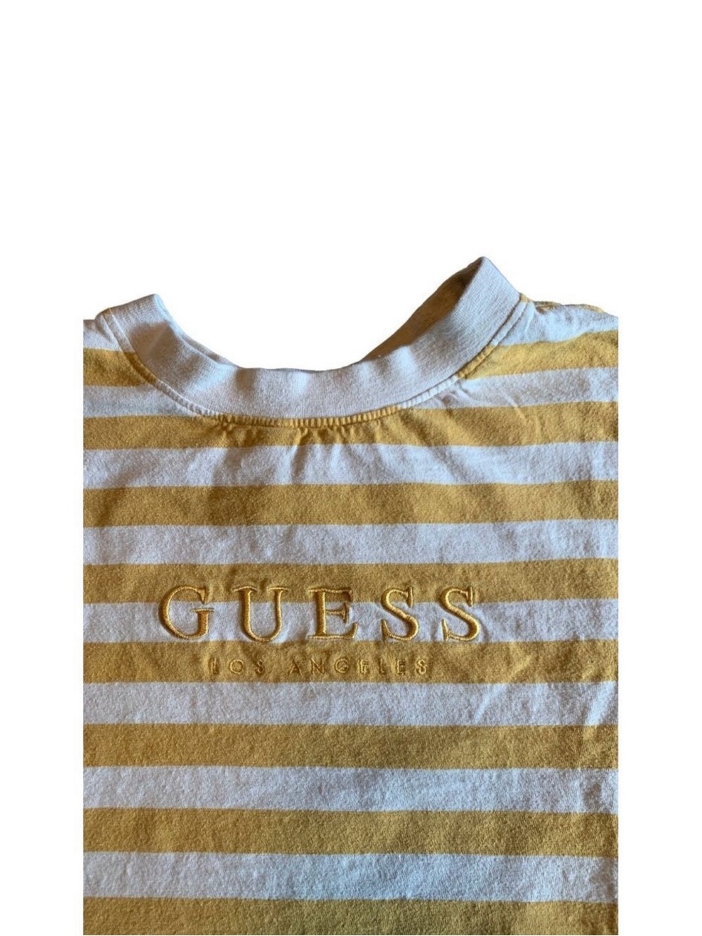 Guess Yellow Stripe Shirt Embroidered Logo